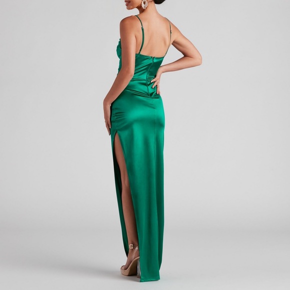 NWOT Windsor Corset High Slit Green Dress | Size Small - Picture 3 of 3